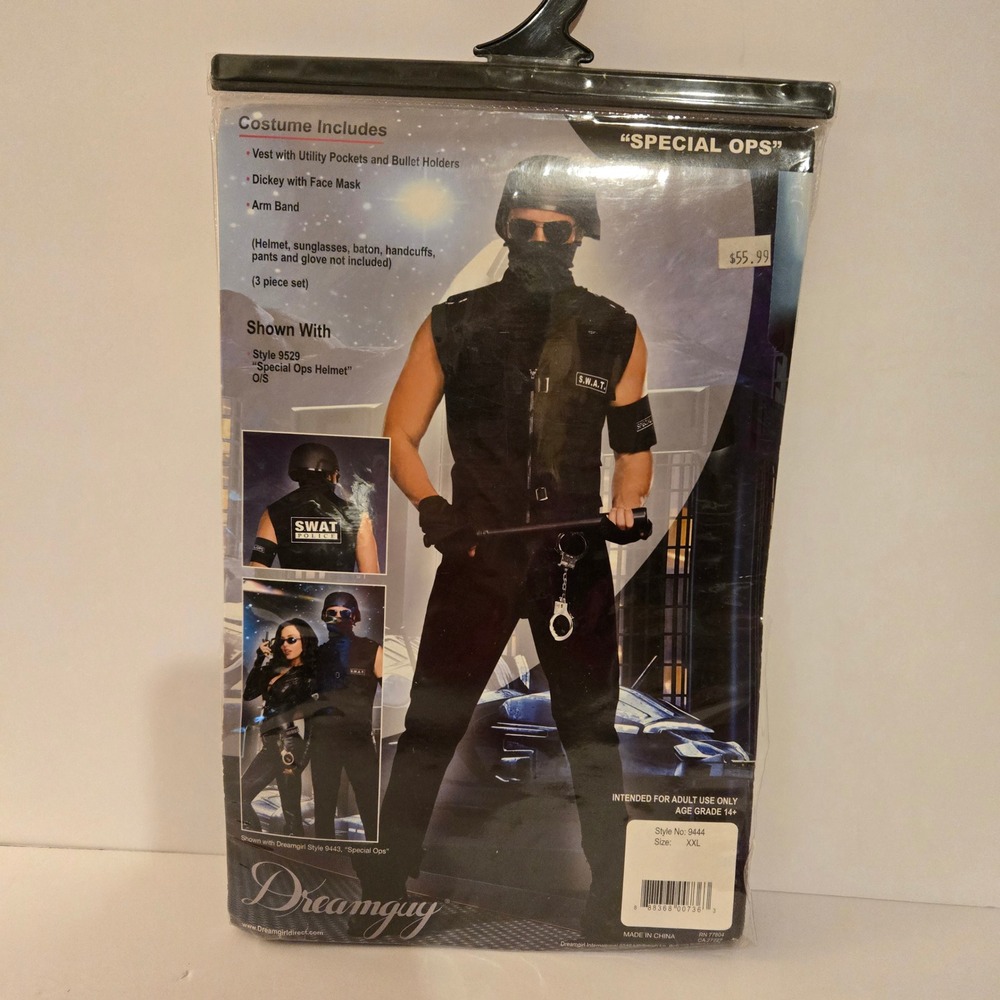 Dreamguy Special Ops Costume Mens XXL Black New Tactical Style 9444 Accessory
